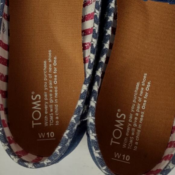 Toms Classic Americana Navy Canvas Stars Flats Size 10W - Picture 2 of 8